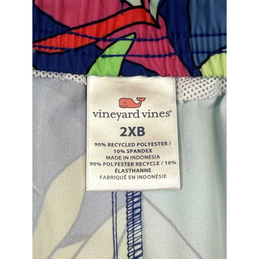 Vineyard Vines Mens‎ 2XB Tropical Bird of Paradise Swim Trunks Blue 1M001149